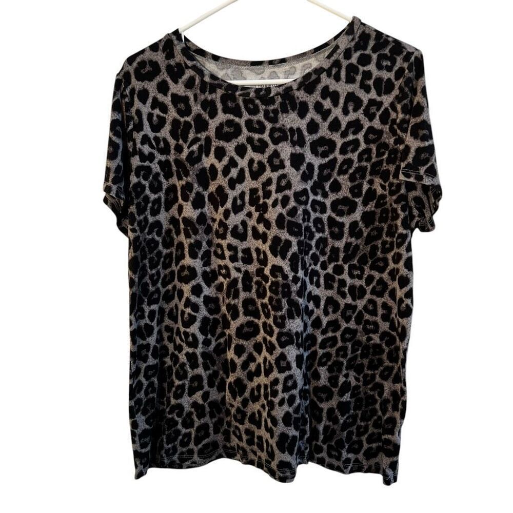 torrid Leopard Print Short Sleeve Tunic - Black and Gray